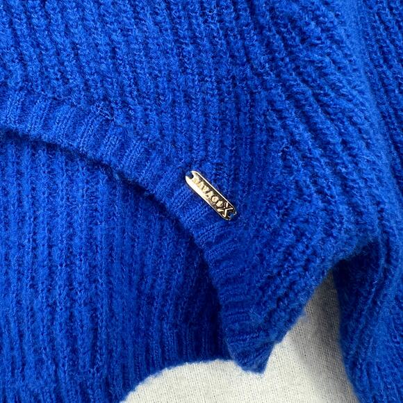 SAVAGE X FENTY Ms Minx Knit Shrug Crop Sweater Womens M Blue Ribbed Mock Neck - Picture 13 of 16